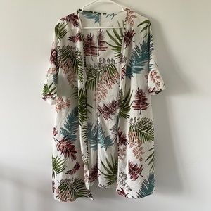 SHEIN Multicolor Leaf Print Swim Coverup